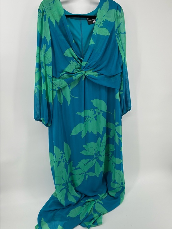 Maison Tara Dresses & Skirts - Maison Tara Tropical Long Sleeve V-Neck Knot Front Empire Waist Maxi Dress